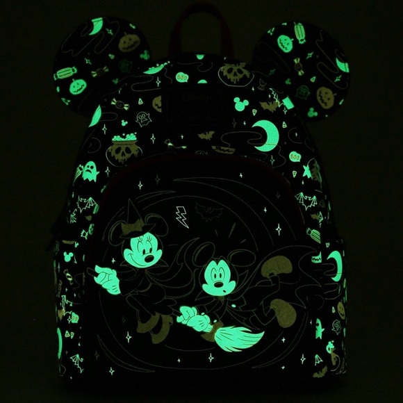 Loungefly Disney Halloween Mickey and Minnie Backpack Glow in the Dark - Picture 2 of 7